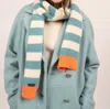 Saint James Sarrans Scarf In White/jade/neon Orange