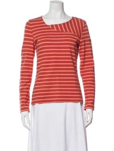 Pre-owned Saint James Striped Asymmetrical Top In Orange