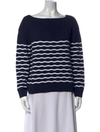 Pre-owned Saint James Striped Bateau Neckline Sweater In Blue