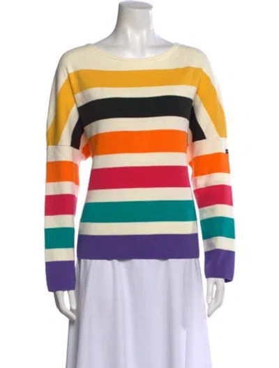 Pre-owned Saint James Striped Bateau Neckline Sweater In Yellow