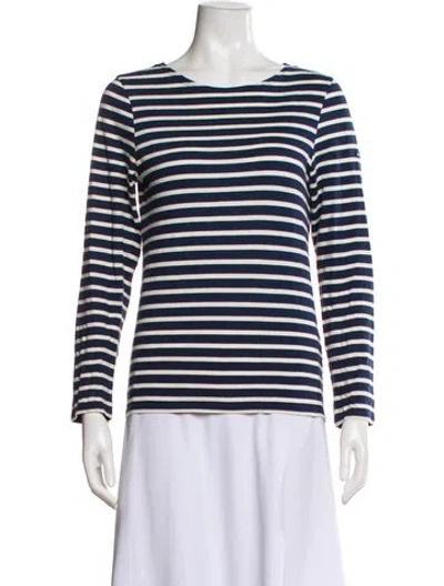 Pre-owned Saint James Striped Bateau Neckline Top In Blue