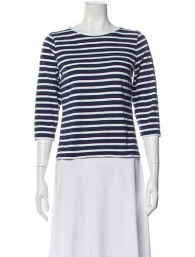 Pre-owned Saint James Striped Bateau Neckline Top In Blue