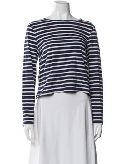 Pre-owned Saint James Striped Bateau Neckline Top In Blue