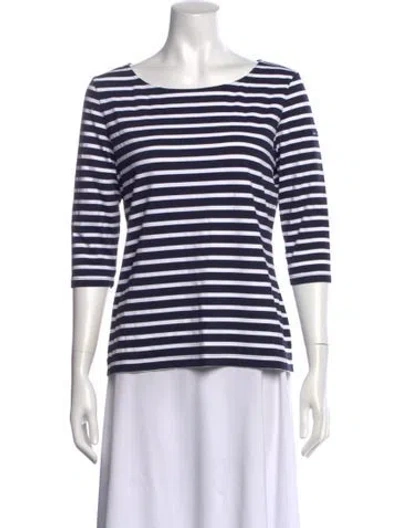 Pre-owned Saint James Striped Bateau Neckline Top In Blue