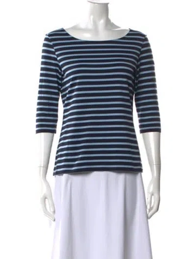 Pre-owned Saint James Striped Bateau Neckline Top In Blue