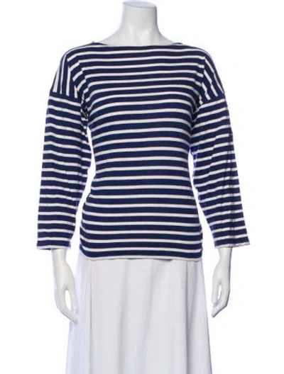 Pre-owned Saint James Striped Bateau Neckline Top In Blue
