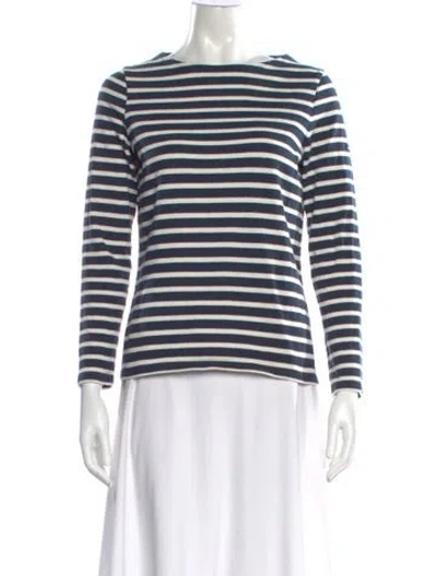 Pre-owned Saint James Striped Bateau Neckline Top In Blue