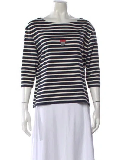 Pre-owned Saint James Striped Bateau Neckline Top In Blue