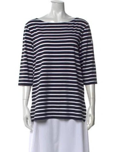 Pre-owned Saint James Striped Bateau Neckline Top In Blue