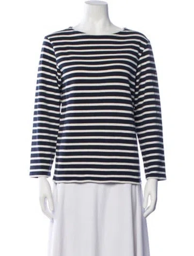 Pre-owned Saint James Striped Bateau Neckline Top In Blue