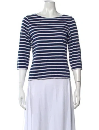 Pre-owned Saint James Striped Bateau Neckline Top In Blue