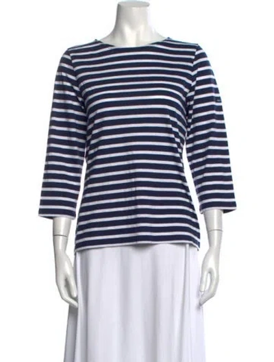 Pre-owned Saint James Striped Bateau Neckline Top In Blue