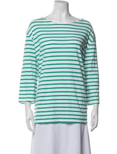 Pre-owned Saint James Striped Bateau Neckline Top In Blue/white