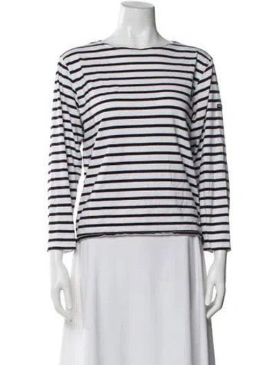 Pre-owned Saint James Striped Bateau Neckline Top In Neutral