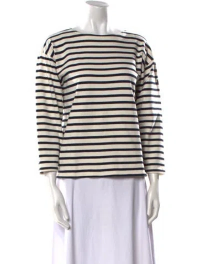 Pre-owned Saint James Striped Bateau Neckline Top In Neutral