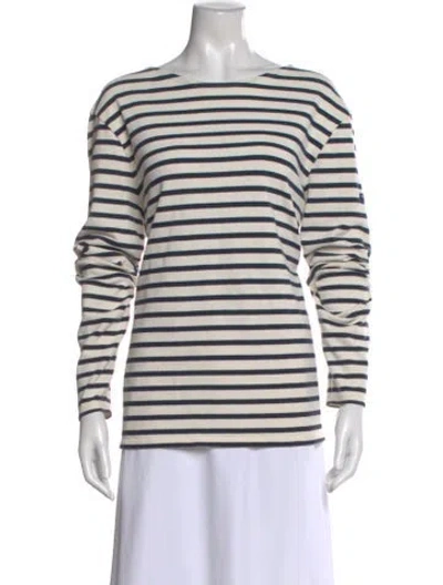 Pre-owned Saint James Striped Bateau Neckline Top In Neutral