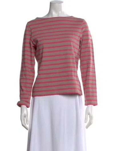 Pre-owned Saint James Striped Bateau Neckline Top In Neutral
