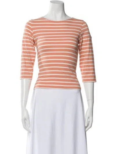 Pre-owned Saint James Striped Bateau Neckline Top In Orange