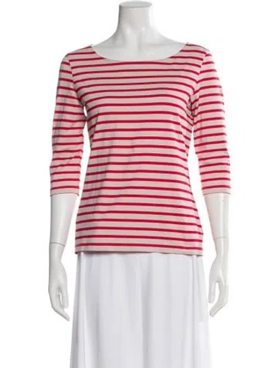 Pre-owned Saint James Striped Bateau Neckline Top In Orange