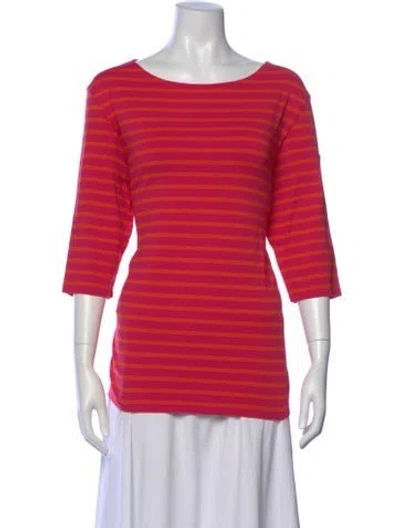 Pre-owned Saint James Striped Bateau Neckline Top In Orange/pink