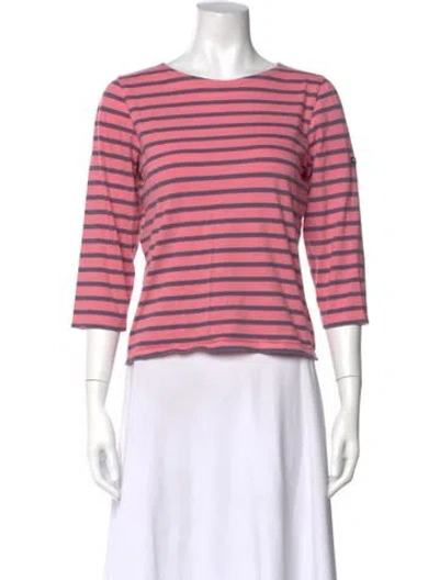 Pre-owned Saint James Striped Bateau Neckline Top In Pink