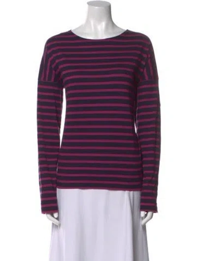 Pre-owned Saint James Striped Bateau Neckline Top In Purple