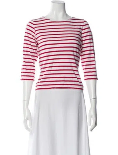 Pre-owned Saint James Striped Bateau Neckline Top In Red