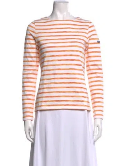Pre-owned Saint James Striped Bateau Neckline Top W/ Tags In Neutrals/pink