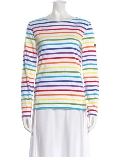 Pre-owned Saint James Striped Bateau Neckline Top In White