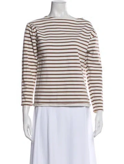 Pre-owned Saint James Striped Bateau Neckline Top In White