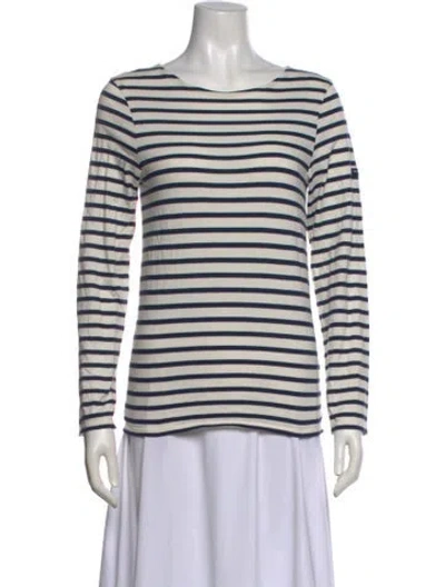 Pre-owned Saint James Striped Bateau Neckline Top In White