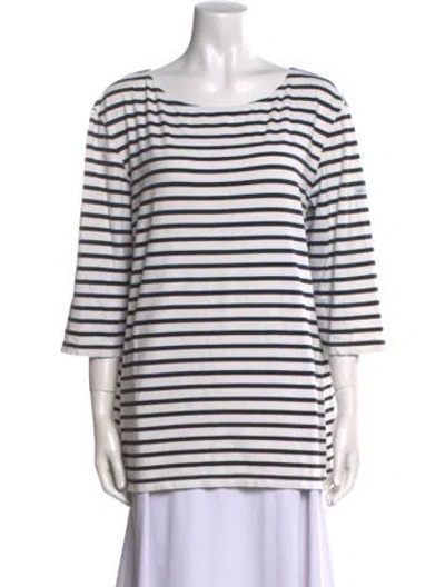 Pre-owned Saint James Striped Bateau Neckline Top In White