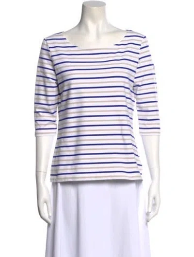 Pre-owned Saint James Striped Bateau Neckline Top In White