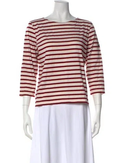 Pre-owned Saint James Striped Bateau Neckline Top In White