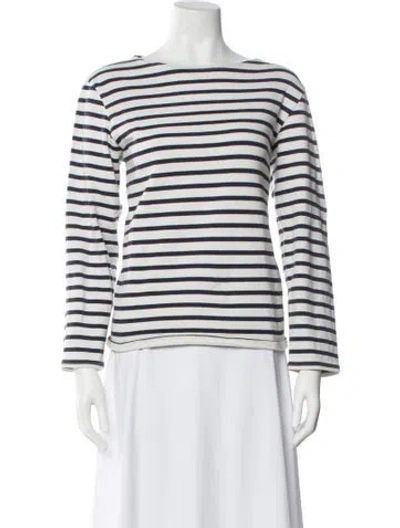 Pre-owned Saint James Striped Bateau Neckline Top In White