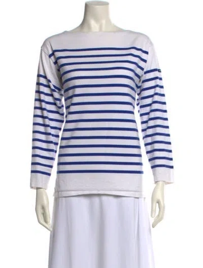 Pre-owned Saint James Striped Bateau Neckline Top In White