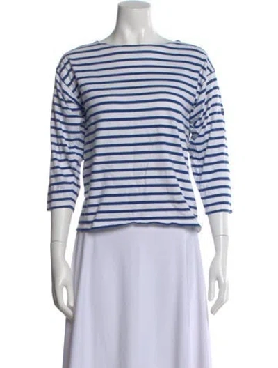Pre-owned Saint James Striped Bateau Neckline Top In White