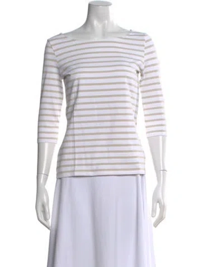 Pre-owned Saint James Striped Bateau Neckline Top In White