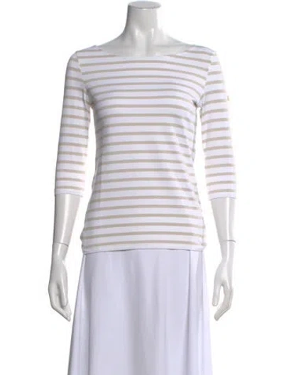 Pre-owned Saint James Striped Bateau Neckline Top In White