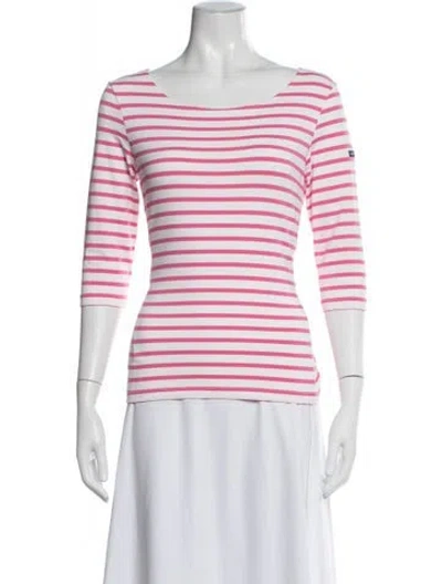 Pre-owned Saint James Striped Bateau Neckline Top In White