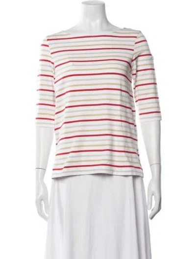 Pre-owned Saint James Striped Bateau Neckline Top In White