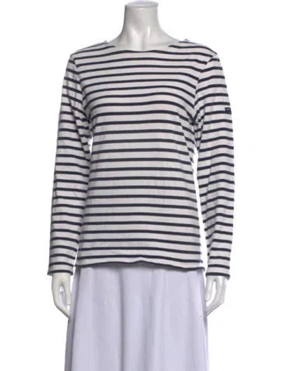 Pre-owned Saint James Striped Bateau Neckline Top In White