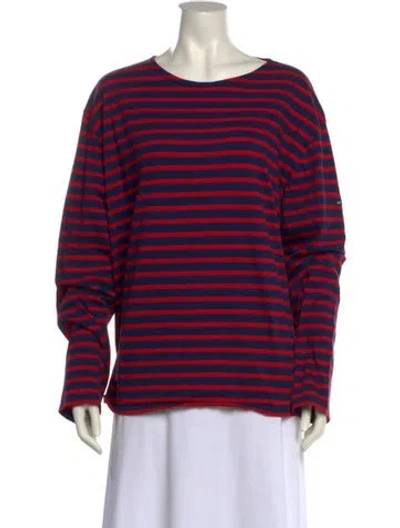 Pre-owned Saint James Striped Bateau Neckline T-shirt In Blue