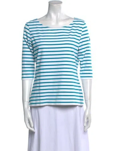 Pre-owned Saint James Striped Bateau Neckline T-shirt In Blue