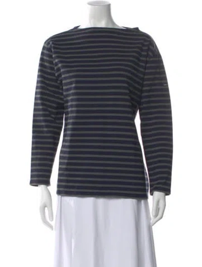 Pre-owned Saint James Striped Bateau Neckline T-shirt In Blue