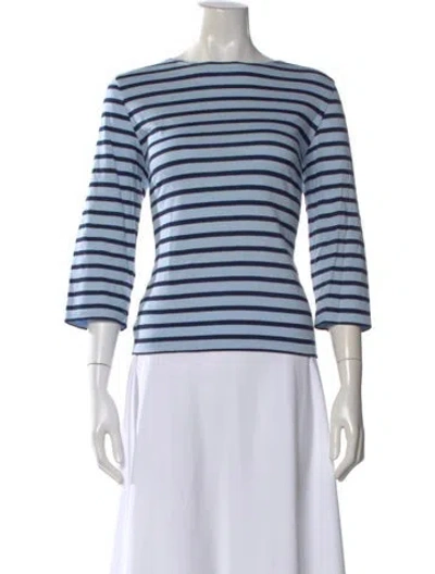 Pre-owned Saint James Striped Bateau Neckline T-shirt In Blue