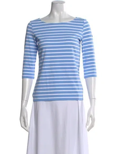 Pre-owned Saint James Striped Bateau Neckline T-shirt In Blue