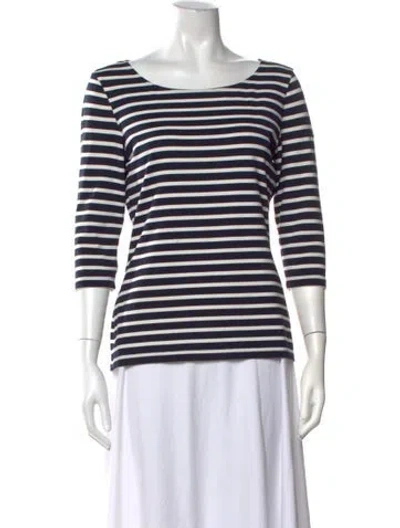 Pre-owned Saint James Striped Bateau Neckline T-shirt In Blue