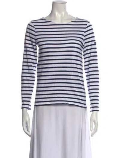 Pre-owned Saint James Striped Bateau Neckline T-shirt In Blue