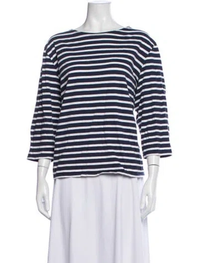 Pre-owned Saint James Striped Bateau Neckline T-shirt In Blue